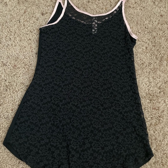 Victoria’s Secret nighty top black with pink trim solid front lace back size S - Picture 3 of 4